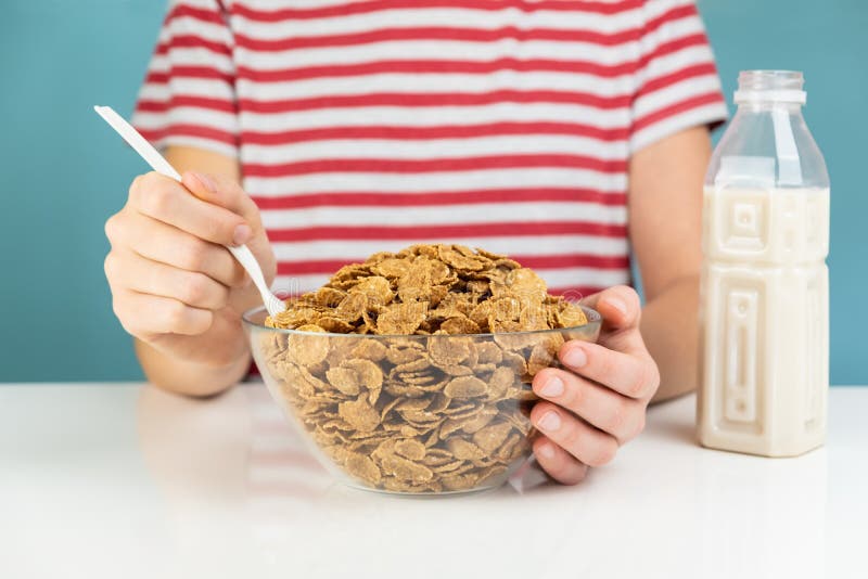 Healthy breakfast with whole grain cereals and milk concept. Ill royalty free stock photo Healthy breakfast with whole grain cereals and milk concept. Ill royalty free stock photo