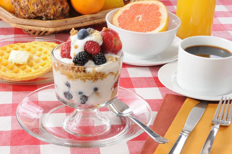 Healthy Breakfast with a Yogurt Parfait Stock Image - Image of orange