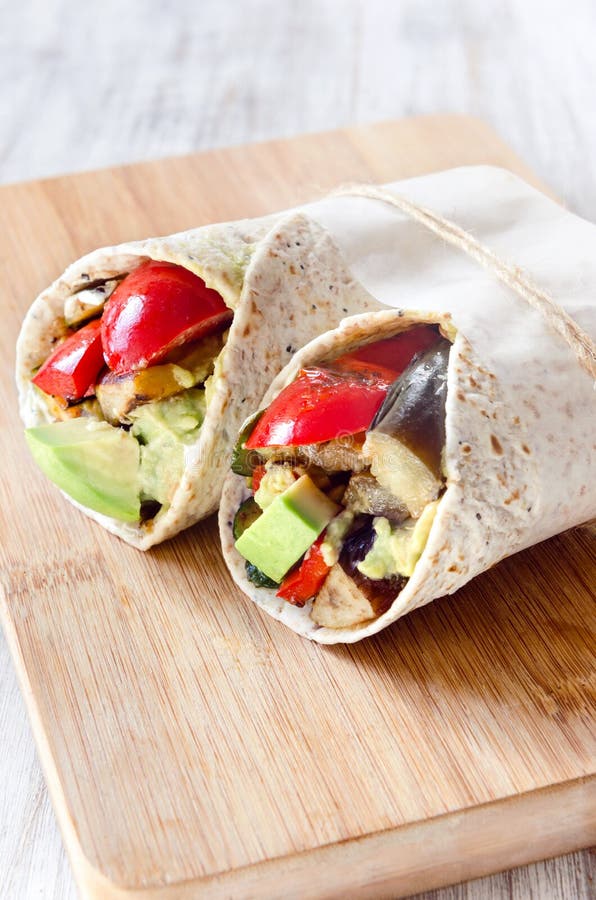 Healthy Tortilla Wraps with Roasted Vegetables Stock Image - Image of ...