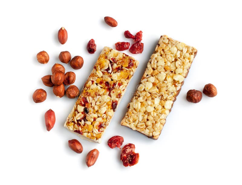 Healthy cereal bars with nuts royalty free stock photo