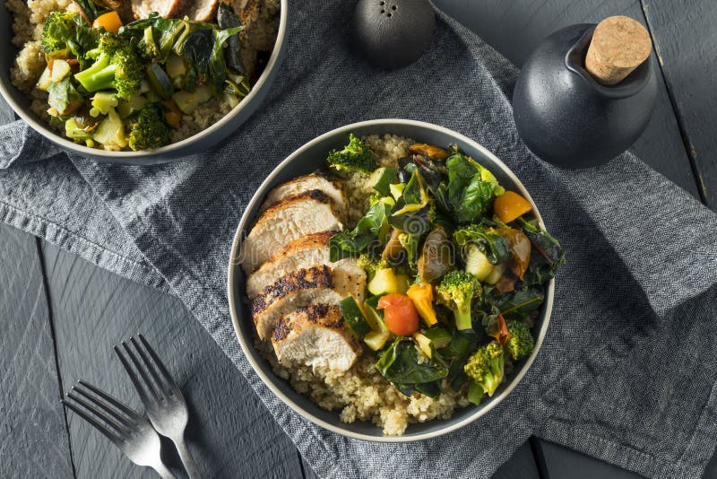 Healthy Chicken and Quinoa Bowl Stock Photo - Image of plate, protein
