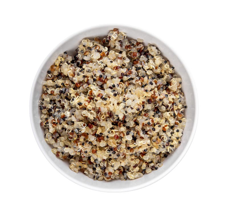 Healthy Colorful Cooked Quinoa Isolated on White. Top View Stock Image