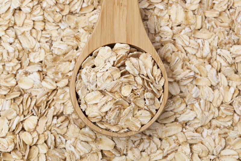 Healthy Dry Oatmeal in a Wooden Spoon Stock Image - Image of plant ...