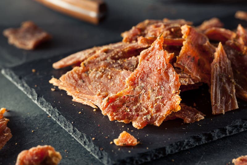 Healthy Dry Turkey Jerky stock image. Image of dried 66160009