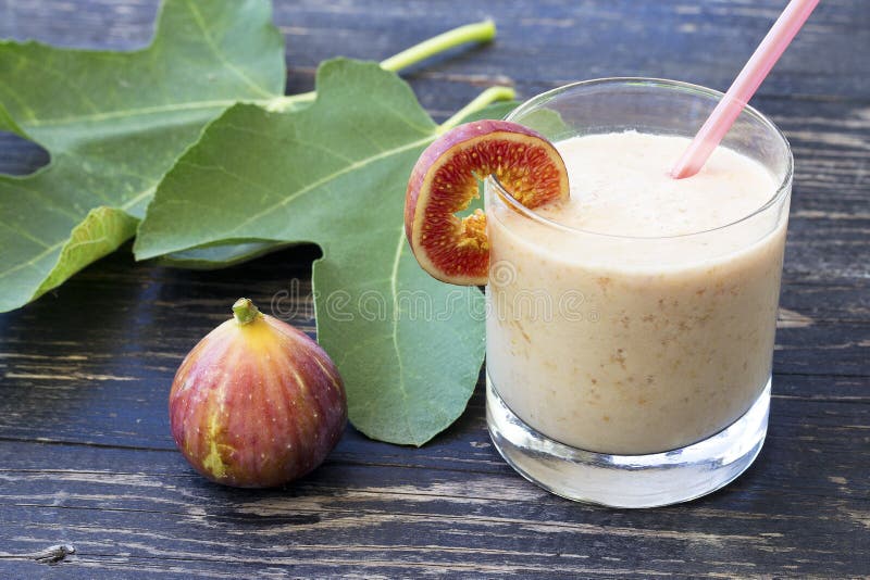 Healthy fig smoothie stock photo. Image of glass, shake 157423098