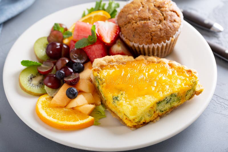 Healthy and Filling Breakfast with Quiche Stock Image Image of