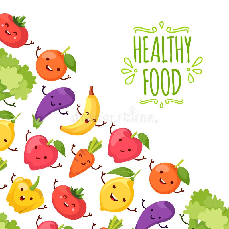 Healthy Food Cartoon Representing Stock Vector - Illustration of tomato