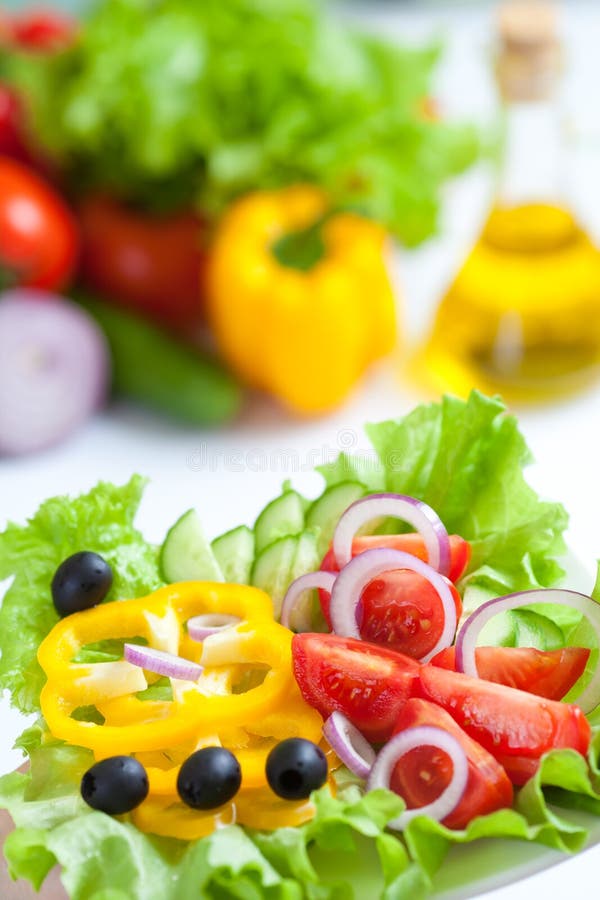 Healthy food fresh vegetable salad and fork