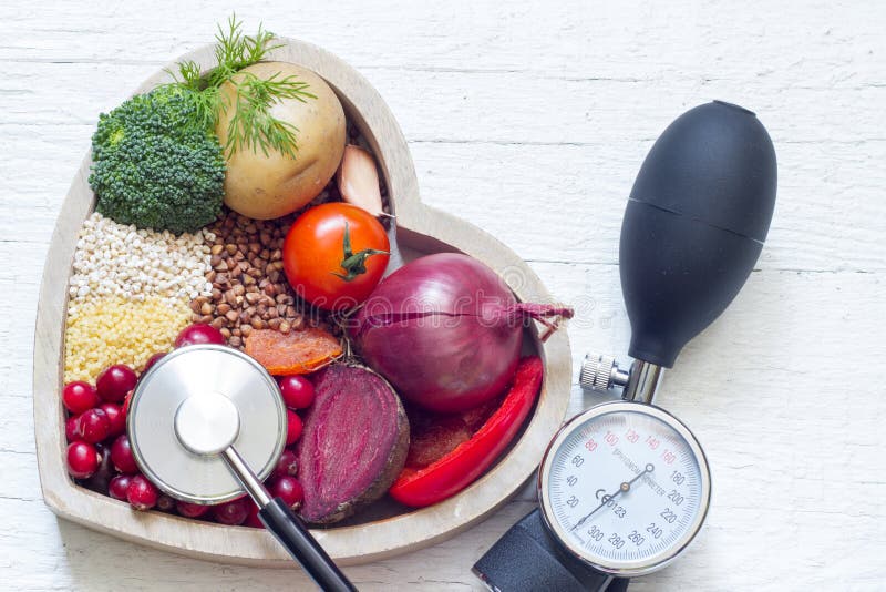 Healthy food in heart and lowering pressure