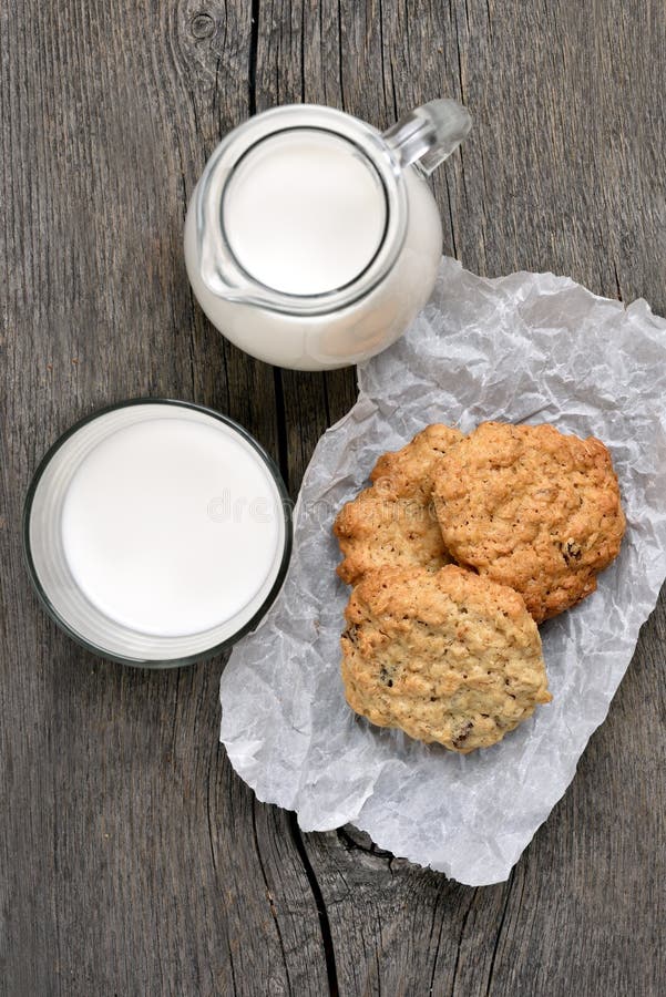 Healthy Food Oats Cookies and Milk Stock Image - Image of beverage ...