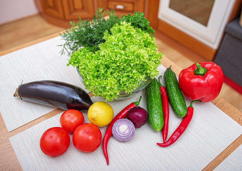 Healthy Food Products on the Table in the Kitchen. Stock Photo Image of eating, assorted