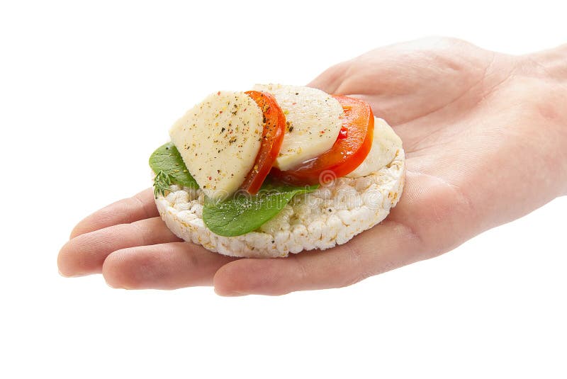 Set Of Rice Cakes On White Background. Healfy Food Rice