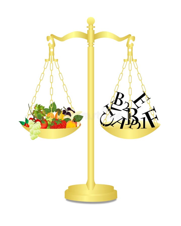 Vector Illustration Scales with a Hamburger and Vegetables Stock Vector -  Illustration of dietary, fitness: 95918805