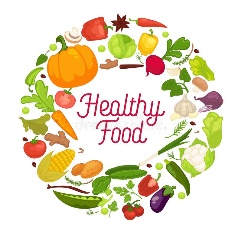 Healthy Food Vector Poster Organic Vegetables Fresh Veggies, Natural ...