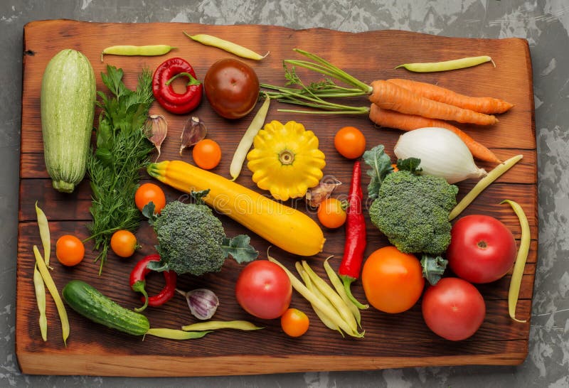 Healthy Foods Variety are on the Table in the Kitchen Stock Image