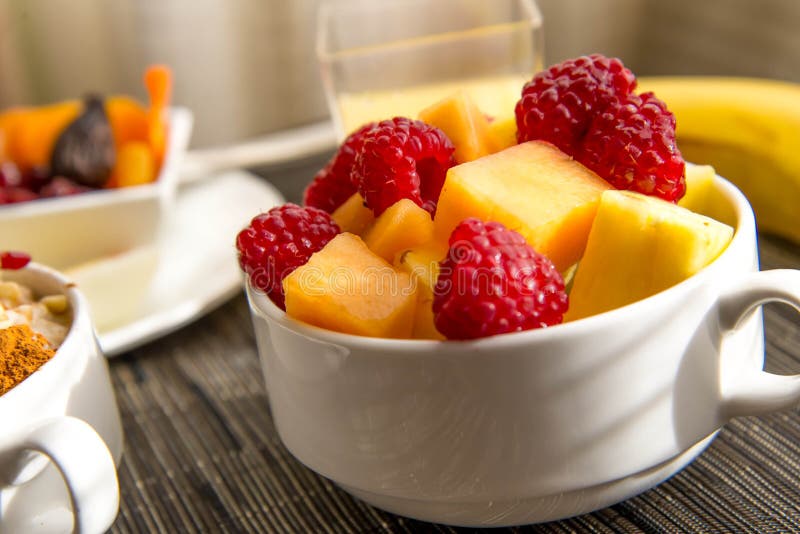 Healthy Fresh Fruit and Orange Juice Breakfast Stock Image Image of