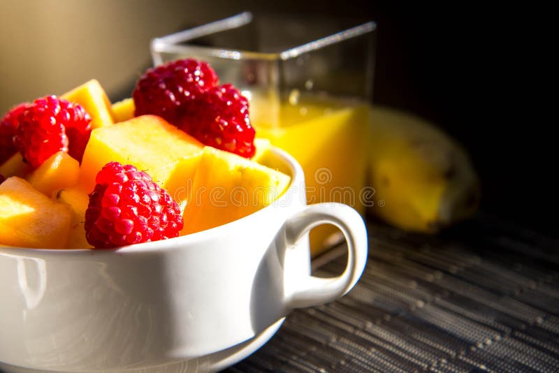 Healthy Fresh Fruit and Orange Juice Breakfast Stock Image Image of