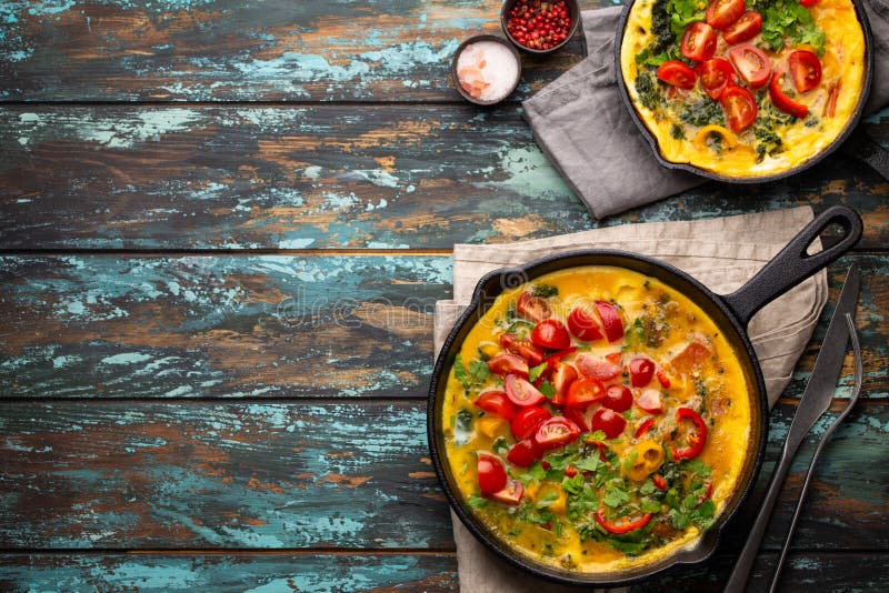 Italian frittata with eggs and vegetables royalty free stock photos