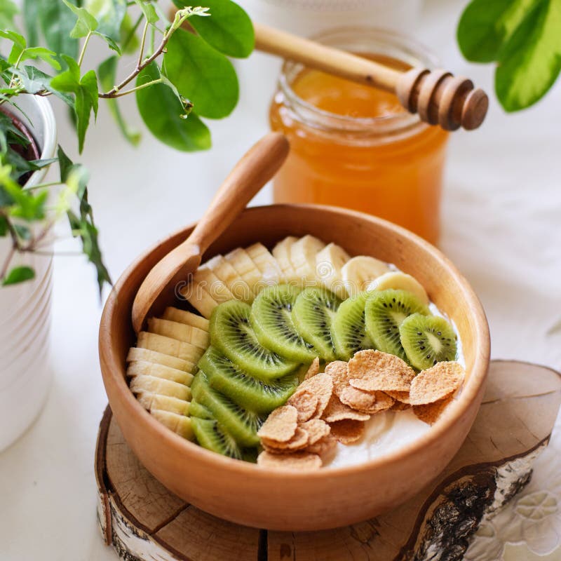 Healthy fruit breakfast stock photo. Image of ingredients 92334080