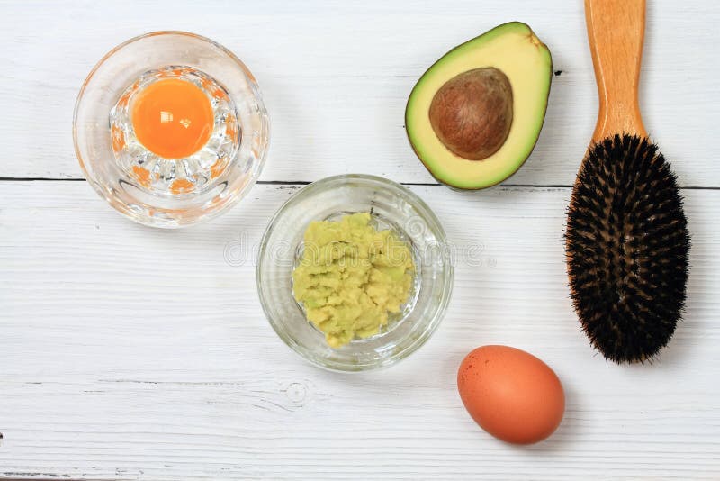 Hair Mask from Avocado and Egg Stock Photo - Image of fresh, medical:  117156922