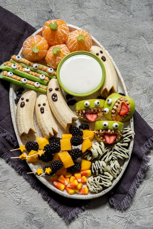 Healthy Fruit Halloween Treats. Stock Photo - Image of decoration ...