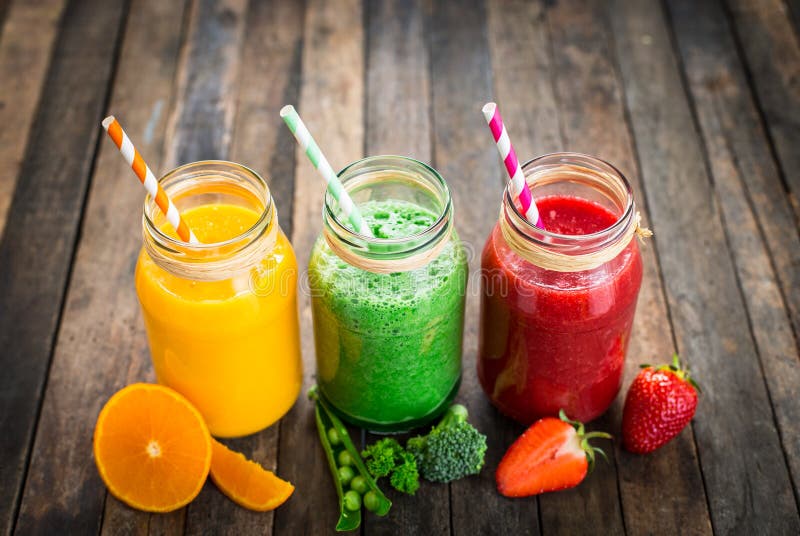Healthy Fruit and Vegetable Smoothies Stock Photo - Image of fresh