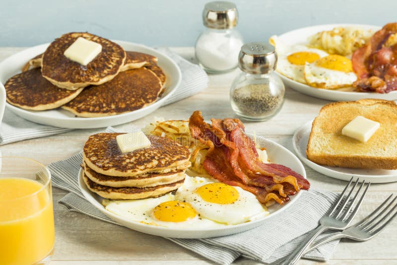 Healthy Full American Breakfast Stock Photo - Image of fresh, bread ...