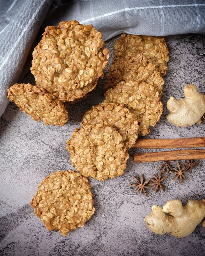 Healthy Ginger Oatmeal Cookies with Spices Stock Image Image of