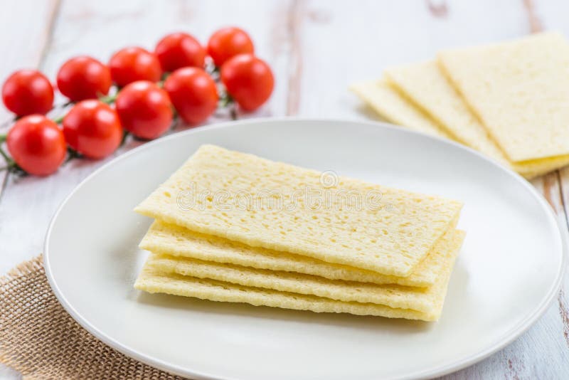 Healthy Gluten Free Crispbreads on the Plate Stock Photo Image of