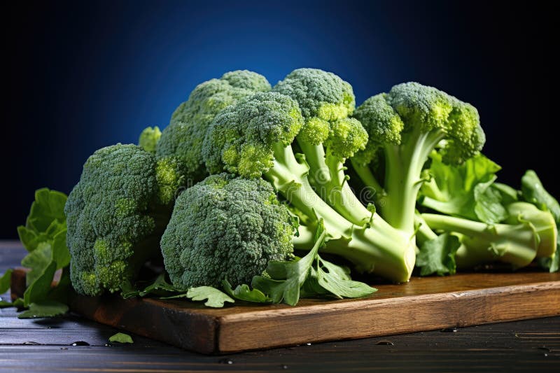 Healthy Green Organic Raw Broccoli Florets. Generative AI Stock