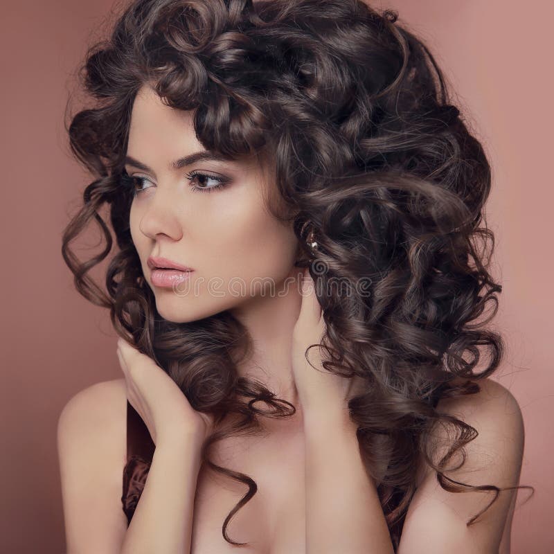 Photo of attractive seduce perfect beauty curly lady advertising