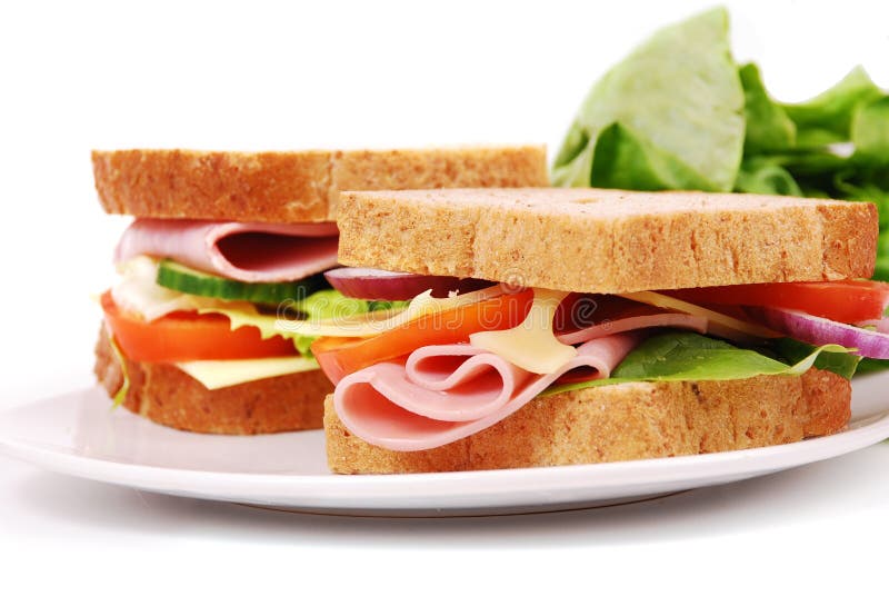 Healthy Ham Sandwich with Cheese, Tomatoes Stock Image Image of away