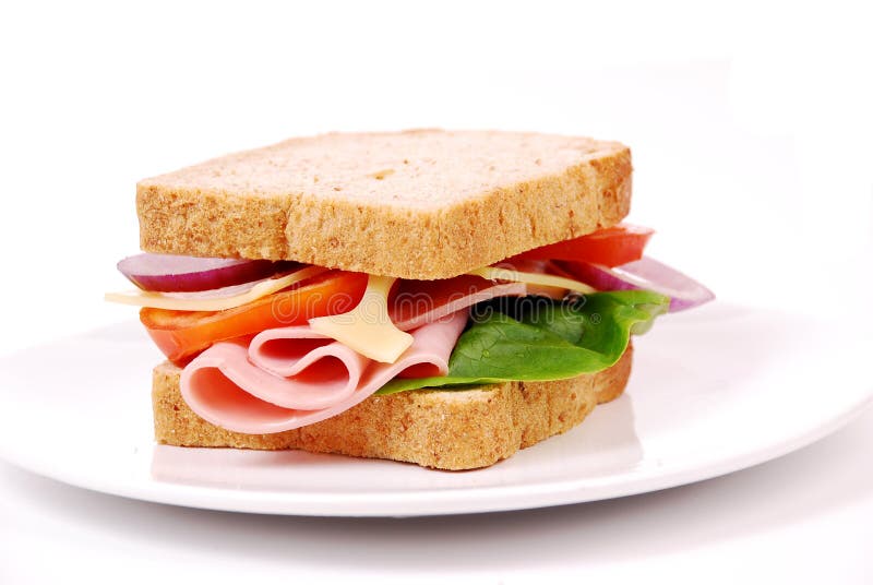 Healthy Ham Sandwich with Cheese, Tomatoes Stock Image Image of