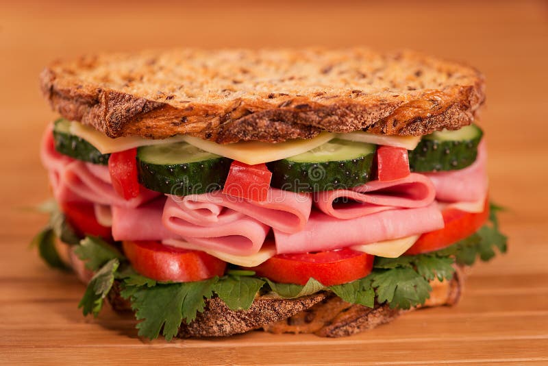 Healthy Ham Sandwich with Cheese and Tomatow Stock Image Image of