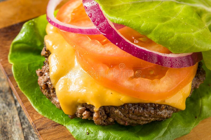 Healthy Hamburger in a Lettuce Bun Stock Image Image of grilled, meat