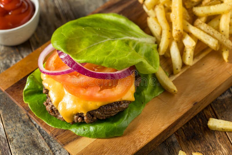Healthy Hamburger in a Lettuce Bun Stock Image Image of american
