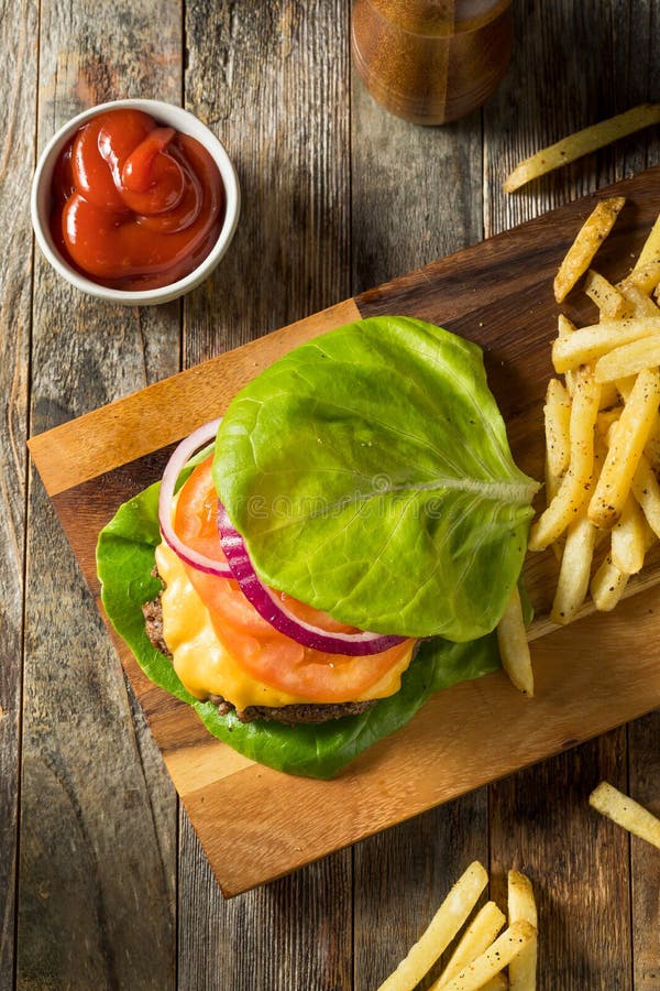 Healthy Hamburger in a Lettuce Bun Stock Image Image of american