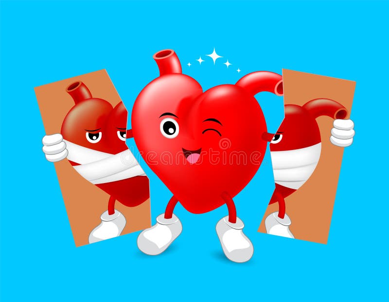 Tired red heart character. stock vector. Illustration of romanticism ...