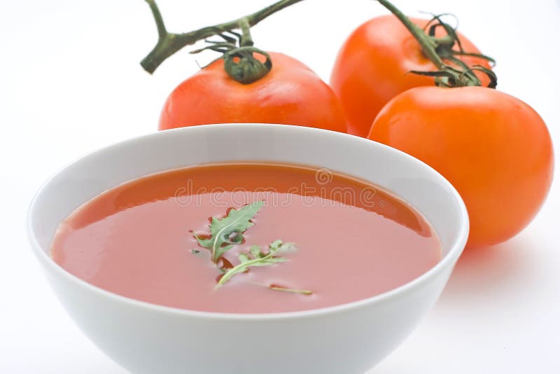 Healthy homemade tomato soup and vegetables