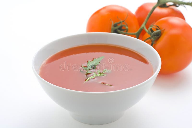 Healthy homemade tomato soup and vegetables