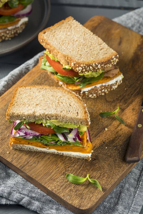 Healthy Homemade Vegetarian Veggie Sandwich Stock Image - Image of