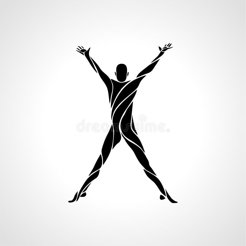 Healthy Life Logo Arm raised man silhouette illustration