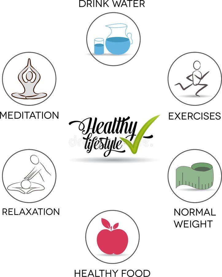 Healthy lifestyle advices symbols