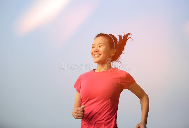 Healthy lifestyle beautiful asian woman running