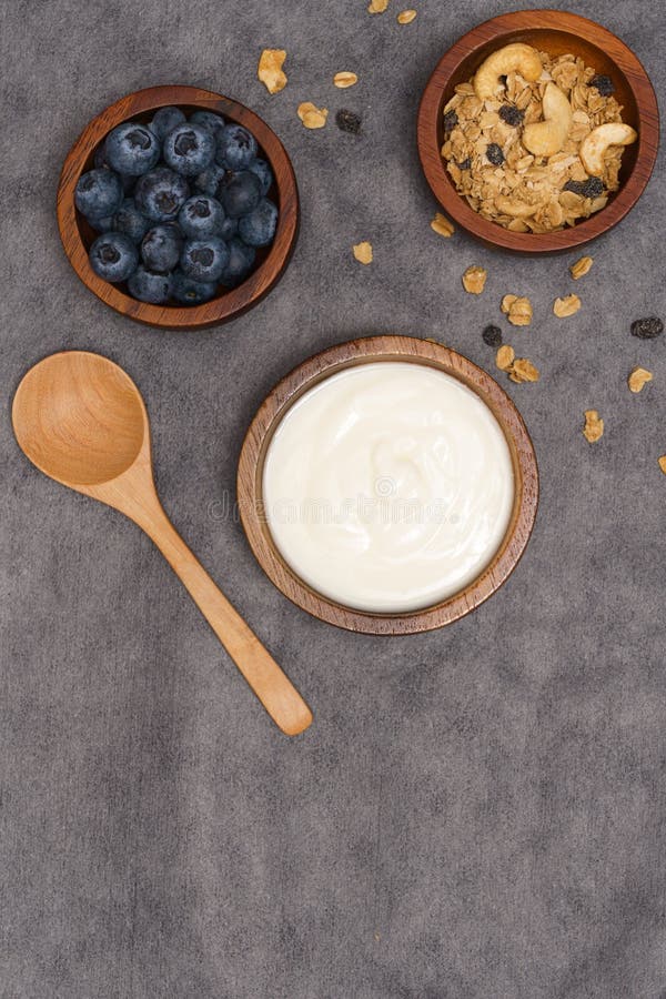 Healthy Lifestyle Concept, Greek Yogurt Fresh Blueberry and Granola in