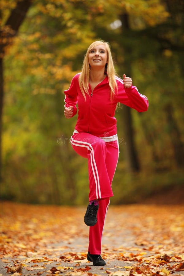 Healthy Lifestyle. Fitness Girl Doing Exercise Outdoor Stock Image ...