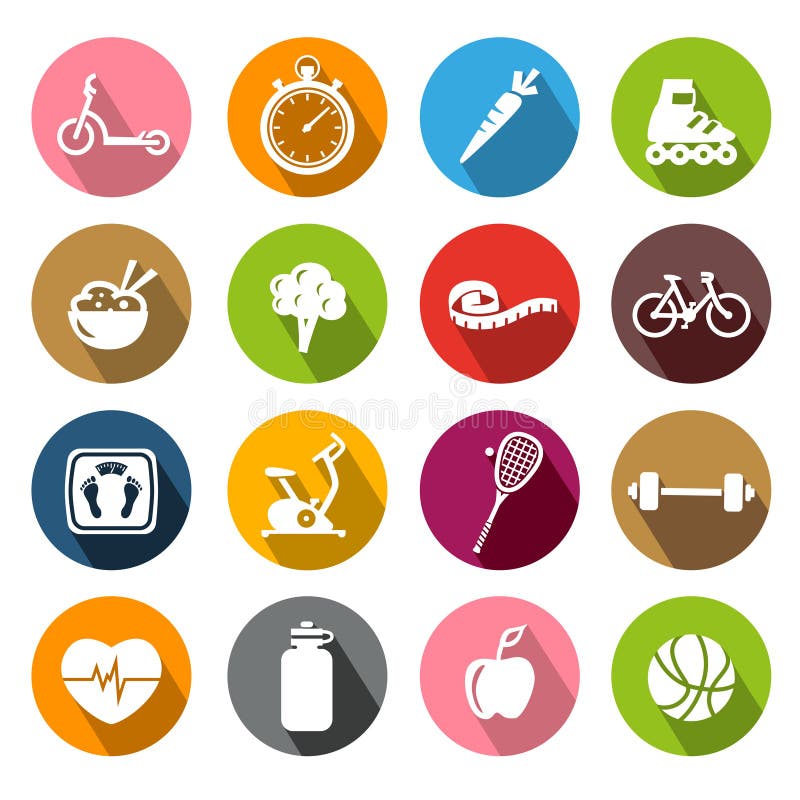 Healthy Lifestyle Icons - Flatdesign