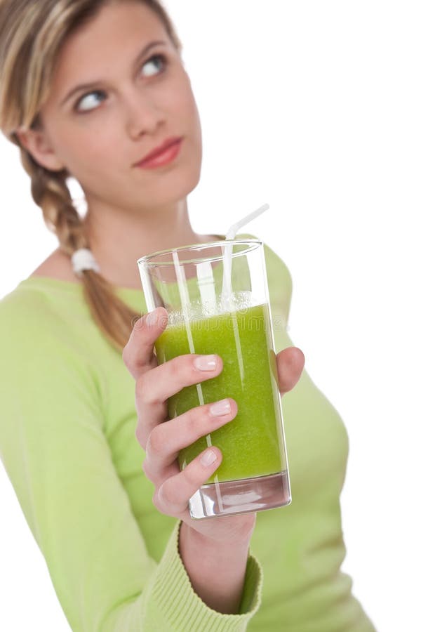 Healthy lifestyle series - Woman with kiwi juice