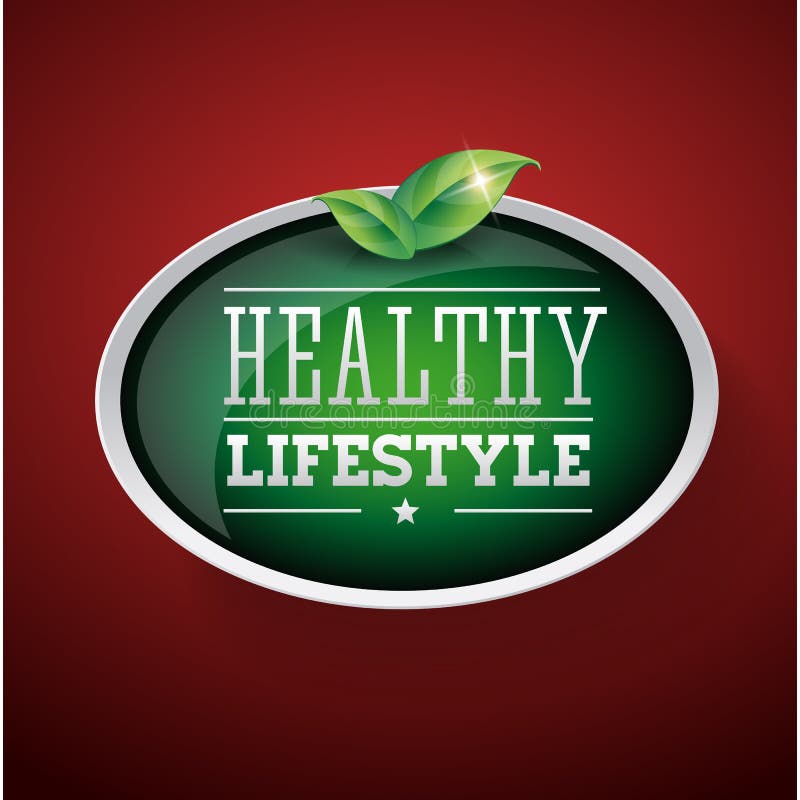 Healthy lifestyle vector button with leaf