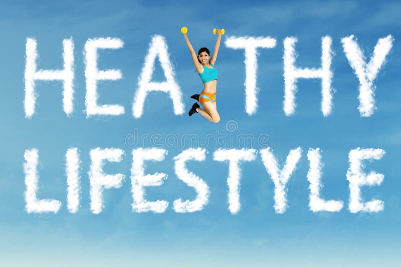 Healthy lifestyle word with a woman royalty free stock photography Healthy lifestyle word with a woman royalty free stock photography